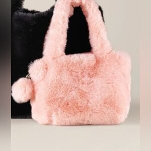Fluffy Light Pink Faux Fur Purse Shoulder Handbag Bag New